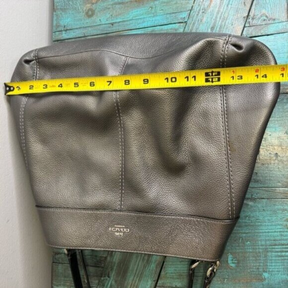 Coach Lexy Pebble Leather Shoulder Hobo Bag Gunmetal - Picture 9 of 15
